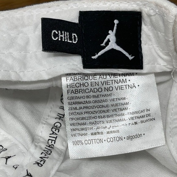 Nike Air Jordan Hat Child Size White 100% Cotton Adjustable Hook & Loop Back - Picture 9 of 12